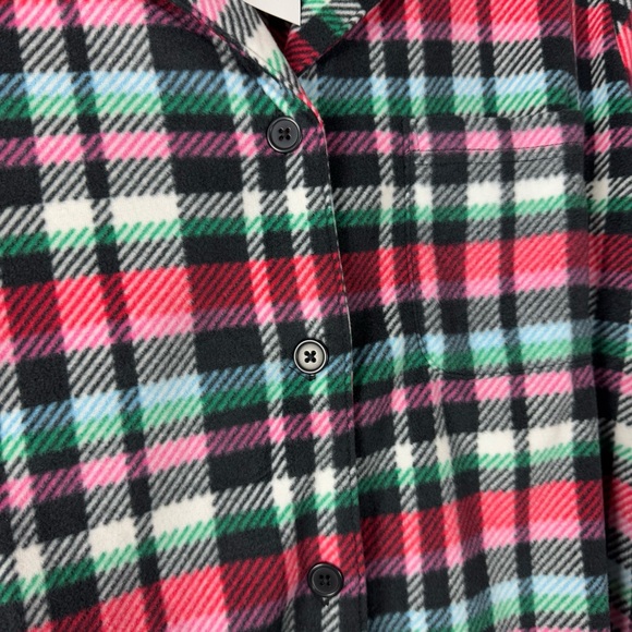 Vera Bradley PJ Pajama Shirt Knit Top Ribbons‎ Plaid Print Fleece Soft Button - Picture 3 of 6